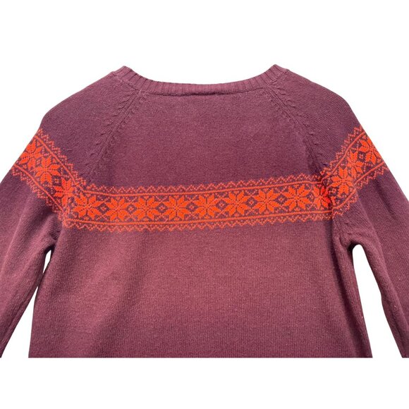 Columbia Youth Sweater Size L Maroon Orange Fair Isle Pattern - Picture 9 of 9